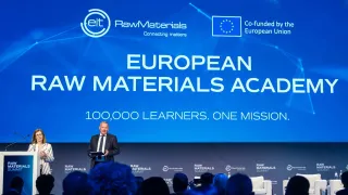 EIT RawMaterials CEO, Bernd Schaefer and Manuela Geleng, DG EMPL, On stage at the RMSummit 2025