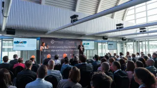 Irene Ruiz-Oria, Agile Organisation Director at Atlantic Copper, presents the success of the Open Innovation Challenge with EIT RawMaterials to a packed audience in Brussels