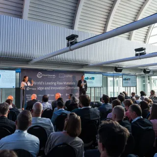 Irene Ruiz-Oria, Agile Organisation Director at Atlantic Copper, presents the success of the Open Innovation Challenge with EIT RawMaterials to a packed audience in Brussels