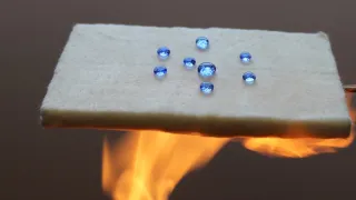 Aerogel has extremely low thermal conductivity. Here it shields the top from the flame’s heat and repels water on its surface. Image: Keey Aerogel