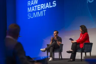 Brüll speaking at Investor Day during the EIT RawMaterials Summit, May 2025